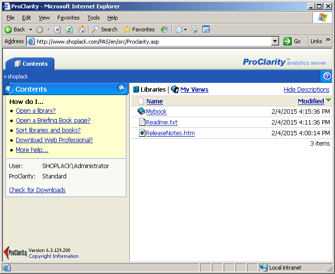 Microsoft ProClarity Analytics Server 6.3 Interface (2006)